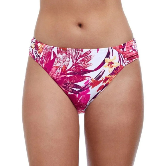 Gottex Tutti Frutti Pink V-Neck Tankini Ruched bikini Bottoms 2 Piece Swimsuit - Picture 4 of 16